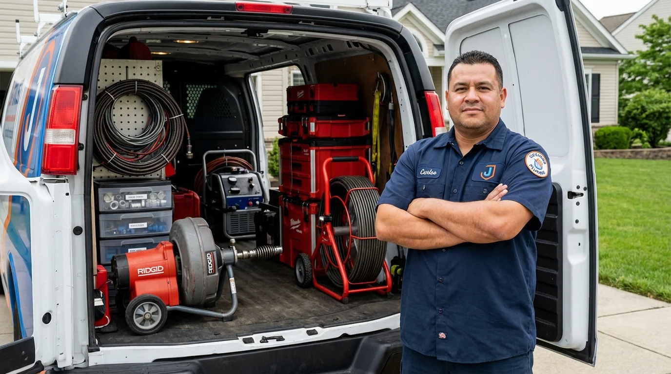 Professional drain cleaning equipment and Johns Plumbing LLC plumber in Langhorne