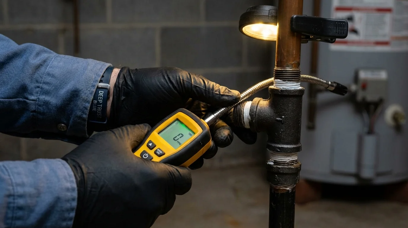 Gas leak detection with electronic sniffer by Johns Plumbing LLC in Langhorne