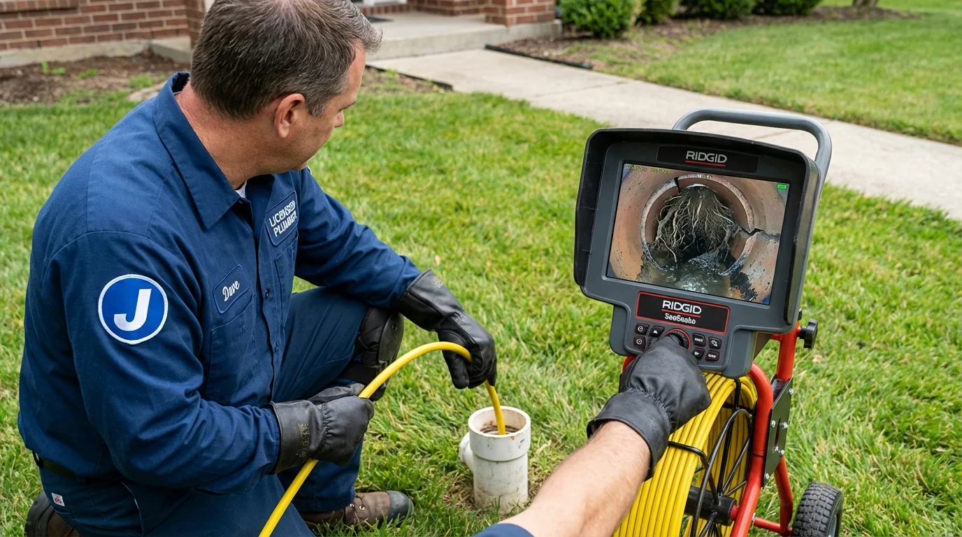 Sewer camera inspection being performed by Johns Plumbing LLC in Langhorne
